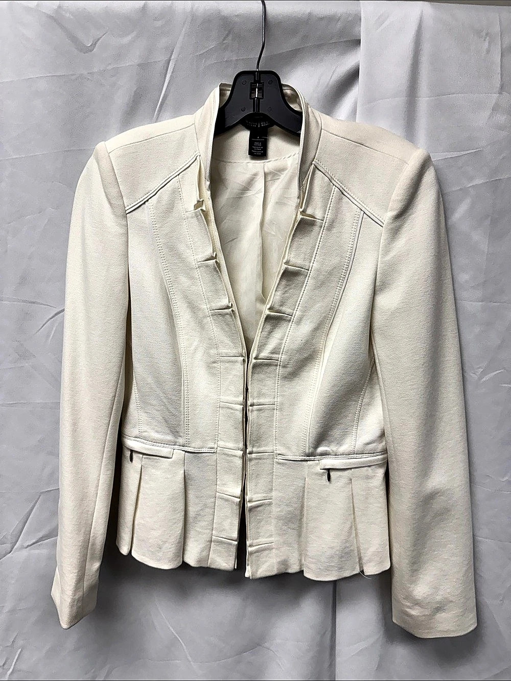 White House Black Market White Peplum Moto Jacket Size 4 Like New